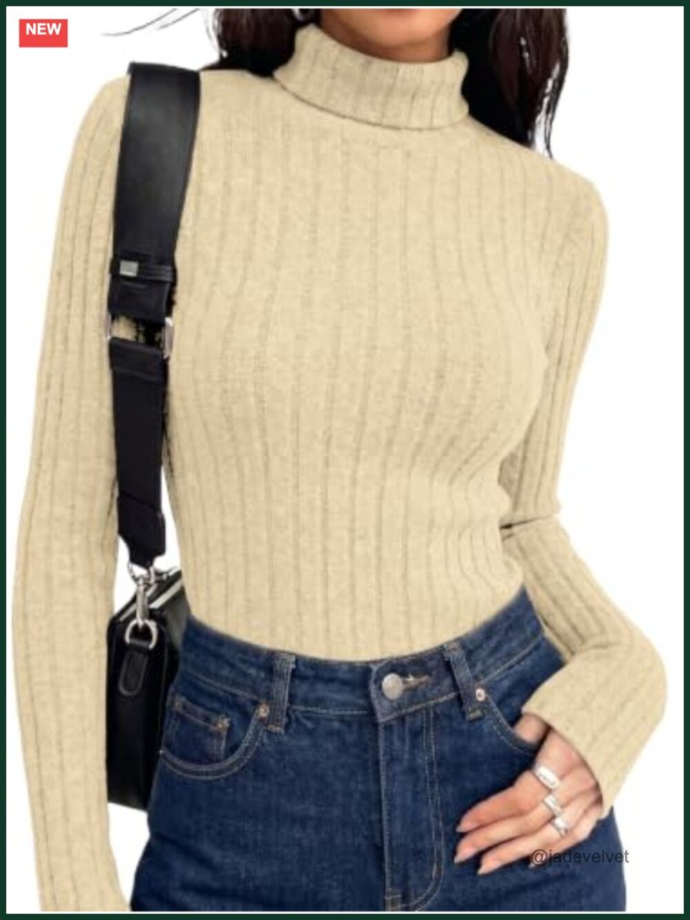 Womens Ribbed Turtleneck Long Sleeve Sweater Slim Fit Pullover Top